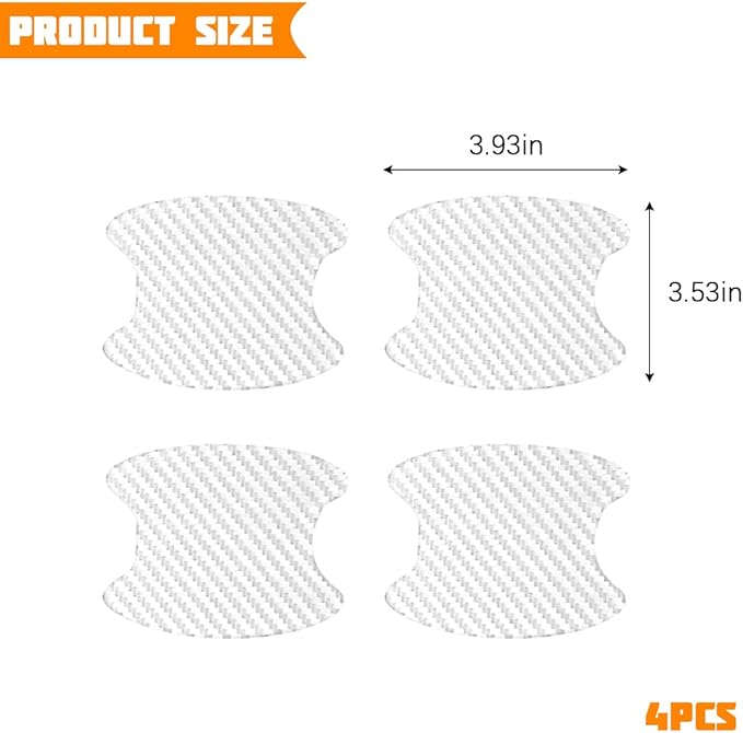 Car Door Handle Cup Protector, 4PCS Carbon Fiber Anti-Scratch Vehicle Door Handle Bowl Sticker, Self-Adhesive Automotive Paint Protective Film, Universal for SUV RV Truck (White)