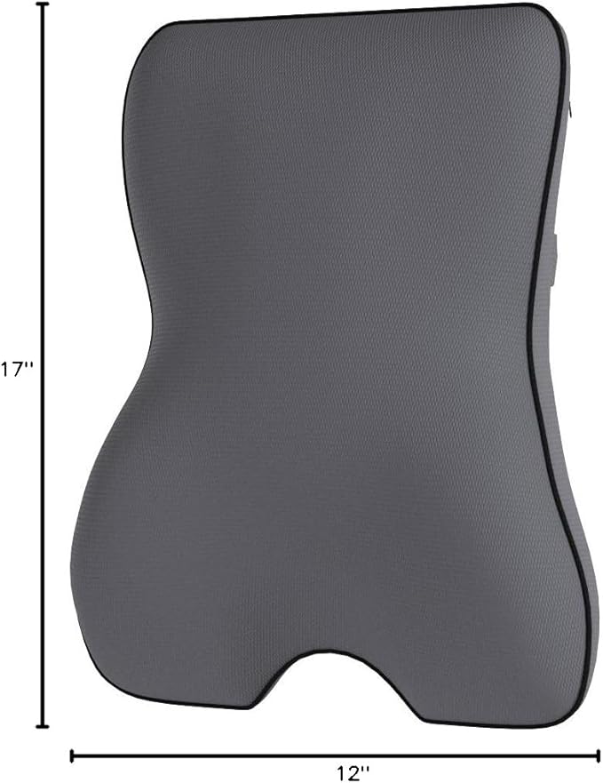 Castle Knight Soft Memory Foam Back Cushion - Tapered Support More Foam in The Lower Back and Less Foam in The Middle and Upper Back for Home, Office, Auto, and Travel (Knight Size, Stone)