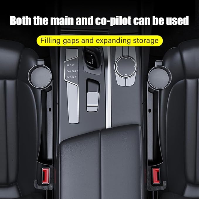 Car Seat Seat Filler 2-Piece Set to Fill The Void Between Seat Seat Blocker to Prevent Items from Drop, 4-in-1 Multifunctional Water Cup Holder Hook Large Capacity Storage Universal SUV Sedan Truck