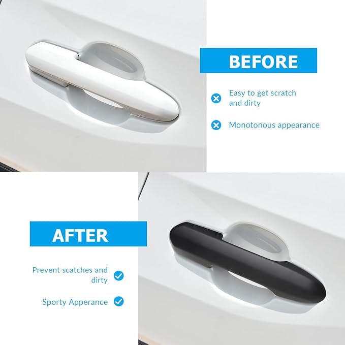 DLOVEG Upgraded Snap-on Door Handle Cover Compatible for 2019-2024 2025 Toyota Rav4 Accessories for Highlander 2020-2024 2025 No Adhesive Black Handle Protectors Matte Black