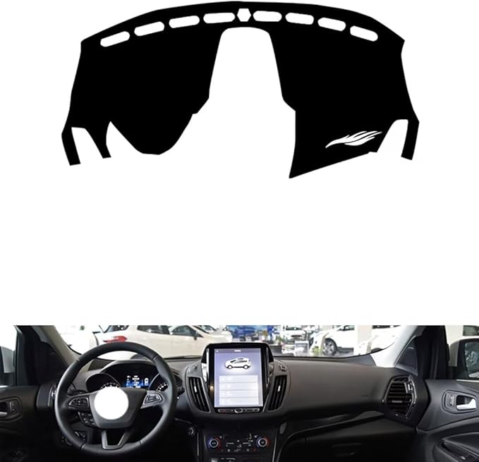 leather dashboard cover Compatible with FORD Kuga（Extra large vertical screen） 2019，dash cover（black）