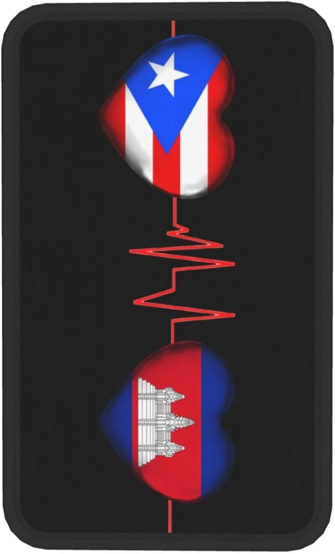 Auto Center Console Pad Puerto Rico Porto Rico Puerto Rican and Cambodian Flag Be of one Mind Car Armrest Cover Armrest Seat Handrail Box Cover Cushion Universal Decoration Protector Accessories