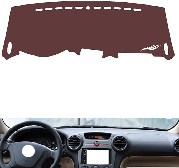 Leather Dashboard Cover Compatible with KIA New Carens 2007-2011,Dash Board Cover mat Anti-Slip Sun-Proof and dust-Proof(Brown)