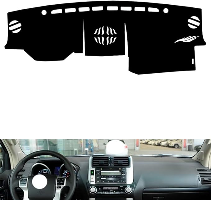 leather dashboard cover Compatible with Toyota Prado（speakers） 2010-2016，dash cover（black）