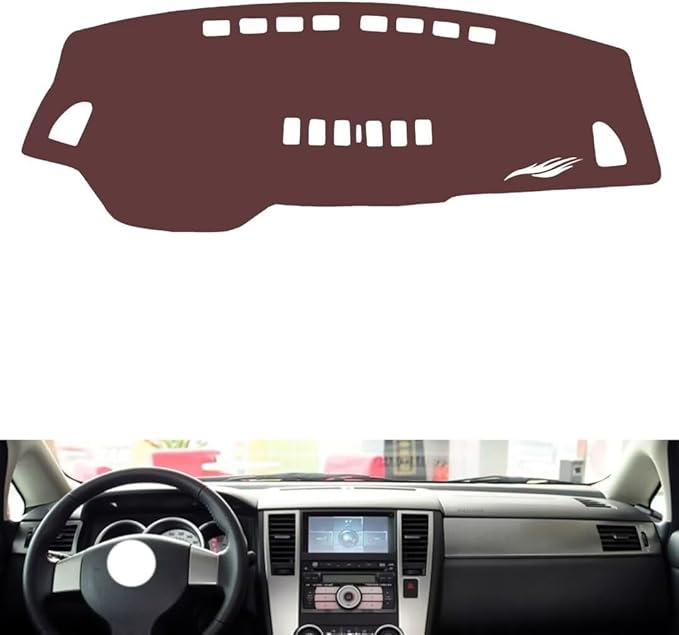 Leather Dashboard Cover Compatible with Nissan Tiida（Half Covered） 2011-2015，Dash Cover, Non-Slip Dash Cover, Dash mat Dashboard Cover, Interior Dash Covers