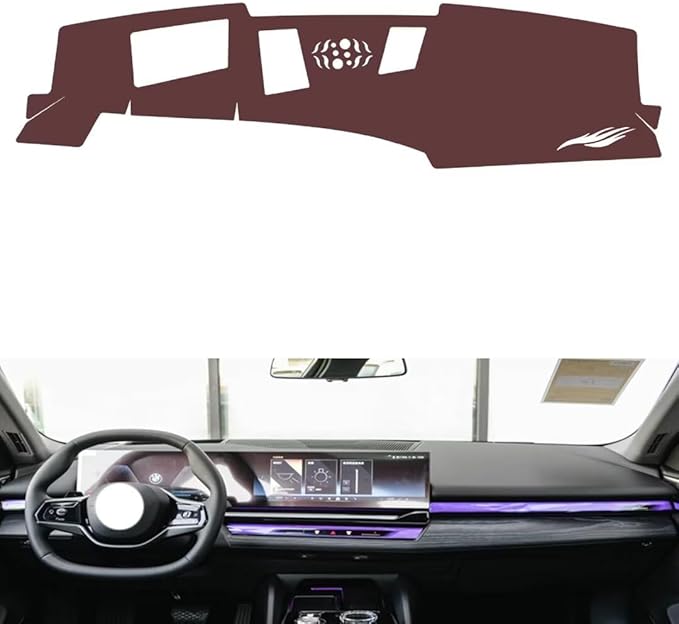 Leather Dashboard Cover Compatible with BMW 5 Series（HUD） 2024,Dash Board Cover mat Anti-Slip Sun-Proof and dust-Proof(Brown)