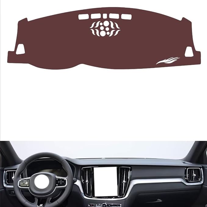Leather Dashboard Cover Compatible with Volvo V60 (NO HUD 2019-2025，Dash Cover, Non-Slip Dash Cover, Dash mat Dashboard Cover, Interior Dash Covers