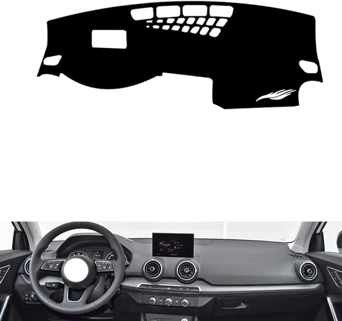 leather dashboard cover Compatible with Audi Q2L (HUD)，dash cover（black）