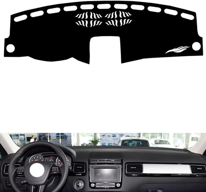 leather dashboard cover Compatible with VW Compatible with TOUAREG 2011-2018，dash cover（black）