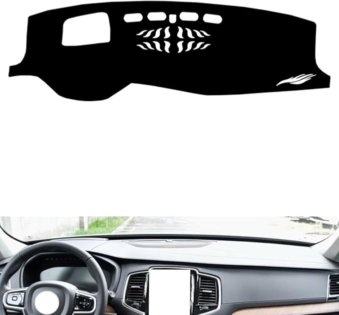 Leather Dashboard Cover Compatible with Volvo XC90（HUD、Speaker） 2015-2026，Dash Cover（Black）