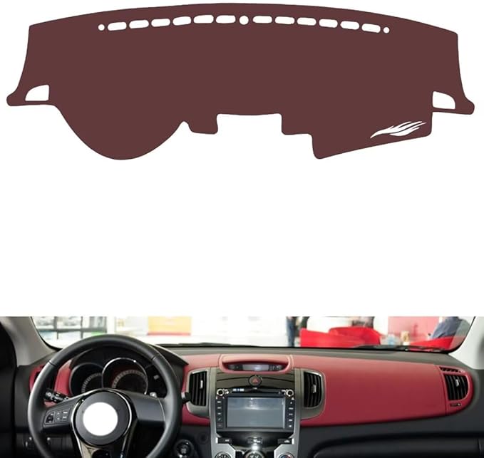 Leather Dashboard Cover Compatible with KIA SHUMA 2010-2013,Dash Board Cover mat Anti-Slip Sun-Proof and dust-Proof(Brown)