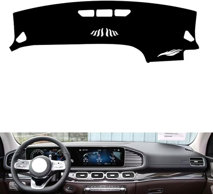 Leather Dashboard Cover Compatible with Mercedes GLE（NO HUD） 2020-2025，Dash Cover（Black）