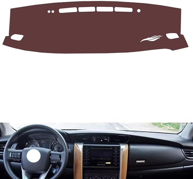 Leather Dashboard Cover Compatible with Toyota Fortuner Fortuner 2016-2022，Dash Cover, Non-Slip Dash Cover, Dash mat Dashboard Cover, Interior Dash Covers
