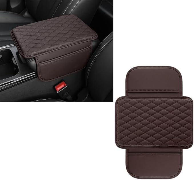 Car Armrest Cushion for Audi A4 allroad (B8 8K) 2011-2015, Car Centre Console Pad Scratch Protection Waterproof Armrest Cushion Interior Accessories,Brown