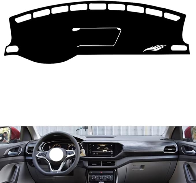 leather dashboard cover Compatible with VW Tacqua，dash cover（black）