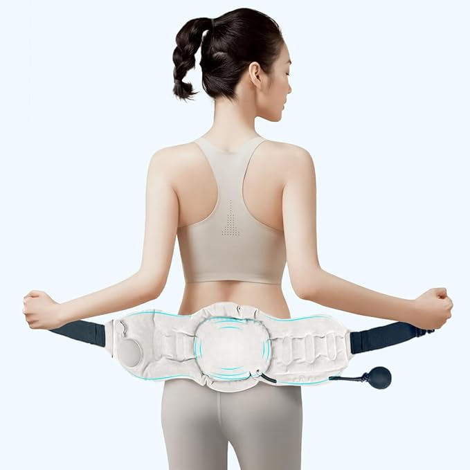 JIPORIER Inflatable Seat Cushion Pillow for Airplane Travel Lumbar Support Pillow for Office Chair/Car Seat Dual-Zone Adjustable Back Support for Reducing Lower Back Pain