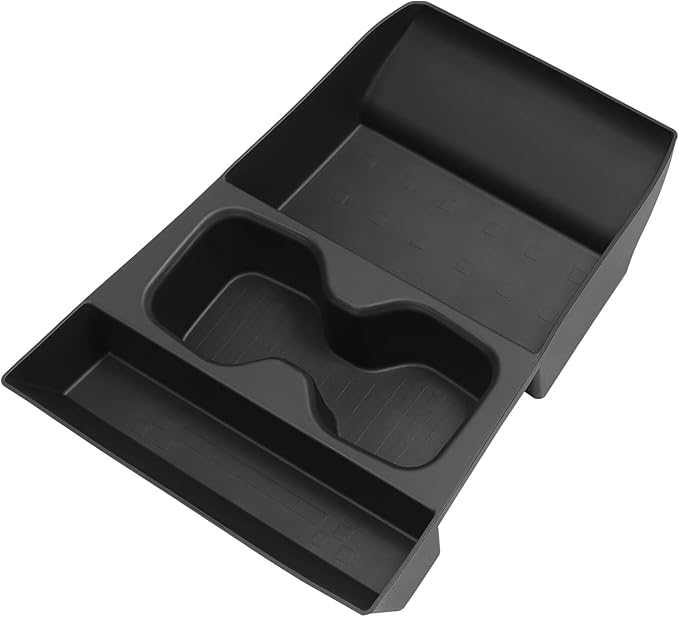 LUCKEASY Centre Console Lower Storage Box Suitable for 2024 2025 2026 Hyundai Santa Fe Centre Console Lower Space Organiser Tray with Water Cup Limiter TPE Tidy For Santa Fe Accessories Black