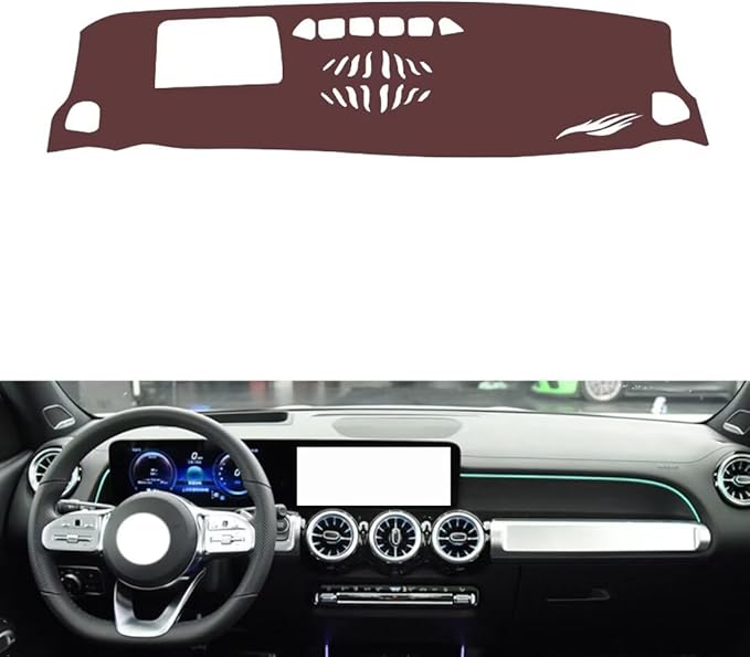 Leather Dashboard Cover Compatible with Mercedes EQB（HUD） 2020-2025,Dash Board Cover mat Anti-Slip Sun-Proof and dust-Proof(Brown)