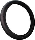 Queenbox Faux Leather Car Steering Wheel Cover, Anti-Slip Grip Diamond Quilted Protector Universal for 14.5-15in Round D Vehicle SUV Truck, Black
