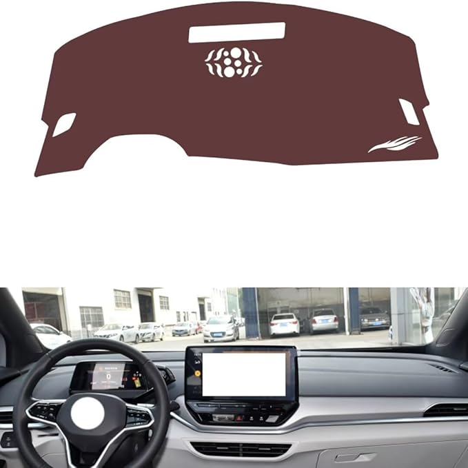 generic leather dashboard cover Compatible with VW ID.4 CROZZ (NO HUD，dash cover, Non-Slip Dash Cover, Dash mat Dashboard Cover, Interior Dash Covers, brown
