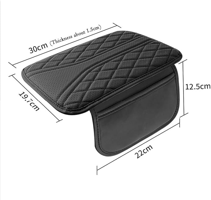 Car Center Console Cover for Lexus RX 350 2021-2023, Leather Memory Foam Auto Armrest Cover Cushion Pad with 2 Storage Bags Non-Slip Universal Interior Accessories,Black