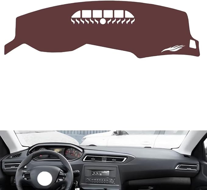 Leather Dashboard Cover Compatible with Peugeot 308 2016-2019，Dash Cover, Non-Slip Dash Cover, Dash mat Dashboard Cover, Interior Dash Covers
