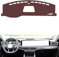 Leather Dashboard Cover Compatible with Ford Explorer（Storage Box） 2023-2025,Dash Board Cover mat Anti-Slip Sun-Proof and dust-Proof(Brown)