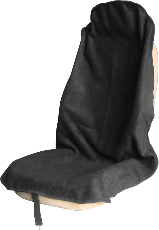 nbnhxnff Sweat Towel Car Seat Cover Protector Front Seats for Gym Workout, Running, Swimming, Beach and Hiking, Waterproof Universal Seat Cover for Car, Trucks, Van & SUV (Black, 1pcs Front Seat)