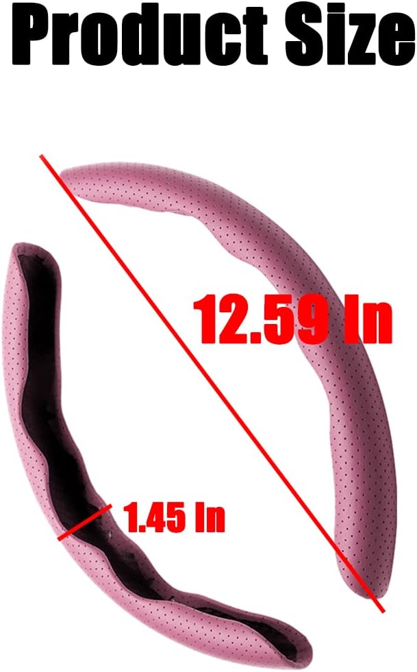 LoyaForba Car Steering Wheel Cover, Universal 15 Inch Leather Segmented Auto Steering Wheel Protector, Anti-Slip and Soft Breathable, Car Interior Accessories for Most Vehicle, SUV, Truck (Pink)
