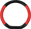 Car Breathable Steering Wheel Cover, Carbon Fiber Wear-Resistant D Shape Steering Wheel Protector for Comfy Grip, Universal Non-Slip Leather Wheel Sleeve for Most Car SUV Truck (Red)