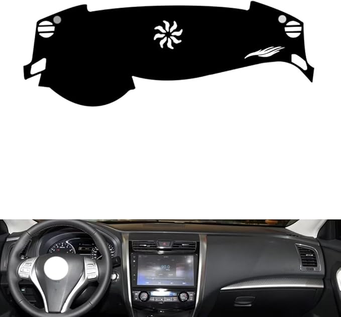 leather dashboard cover Compatible with Nissan Teana (Half covered) 2013-2018，dash cover（black）