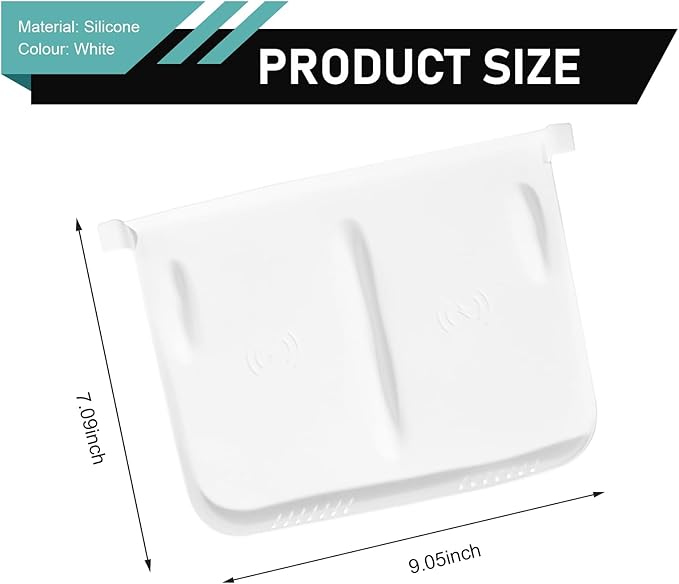 Car Central Control Wireless Power Supply Silicone Pad, Non-Slip Flexible Center Console Wireless Charging Mat, 1:1 Original Size Design, Compatible with 2021-2025 Model Y/Model 3 (White)