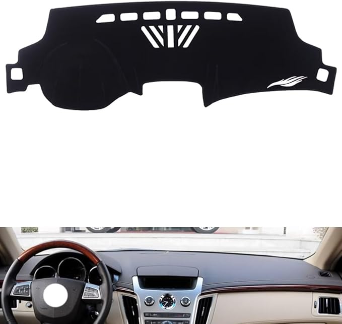 generic leather dashboard cover Compatible with Cadillac CTS 2007-2012，dash cover（black）