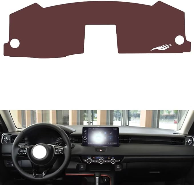 Leather Dashboard Cover Compatible with Honda XRV 2023-2024,Dash Board Cover mat Anti-Slip Sun-Proof and dust-Proof(Brown)
