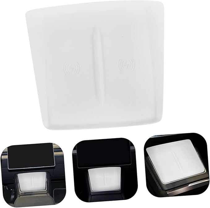Veemoon Center Console Silicone Charging Mat Non- Pad for Model Auto Accessory for Charging and Phone Stability White