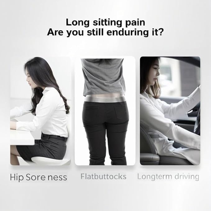 L-Shaped Memory Foam Seat Cushion with Lumbar Support-Ergonomic Car & Office Chair Cushion for Sciatica, Coccyx & Back Pain Relief Supports Hips & Back for Drivers & Long Sitting (Black Grey)