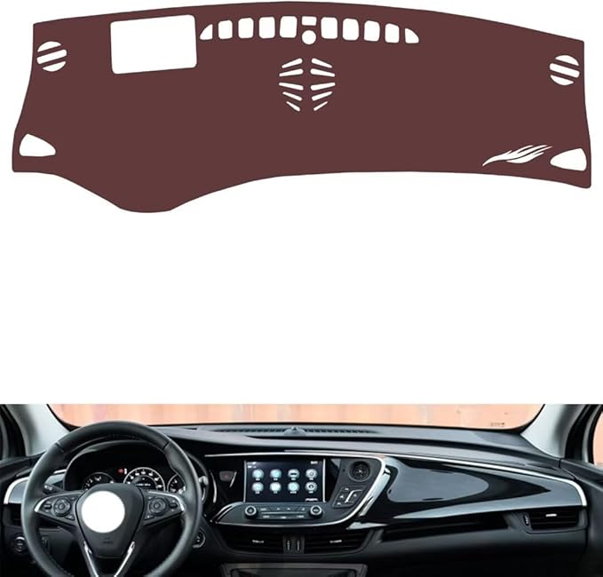 Leather Dashboard Cover Compatible with Buick Envision （HUD、Speakers） 2018-20,Dash Board Cover mat Anti-Slip Sun-Proof and dust-Proof(Brown)