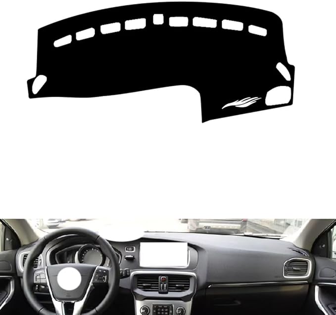leather dashboard cover Compatible with Volvo V40，dash cover（black）