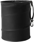 Collapsible Trash Can Car Garbage Bag - Leather Pop-up Car Trash Bin with Elastic Band - Hanging Foldable Garbage Can Vehicle Waste Basket Bin - Double-Layer Washable Bag for Cars Camping (Black)