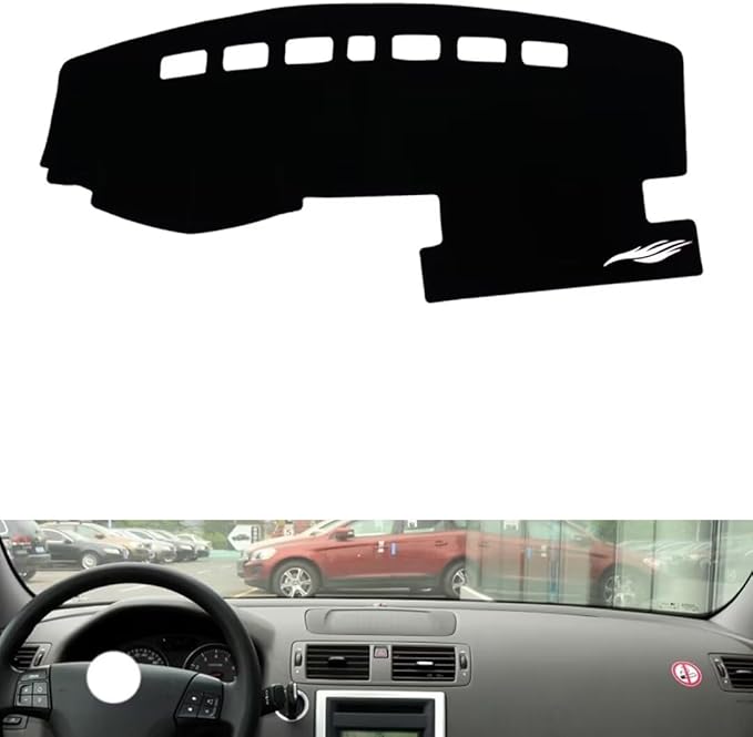 leather dashboard cover Compatible with Volvo S40 (no navigation)，dash cover（black）