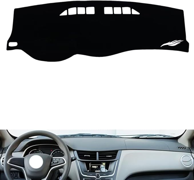 leather dashboard cover Compatible with Chevy Sail 3 2015-2018，dash cover（black）