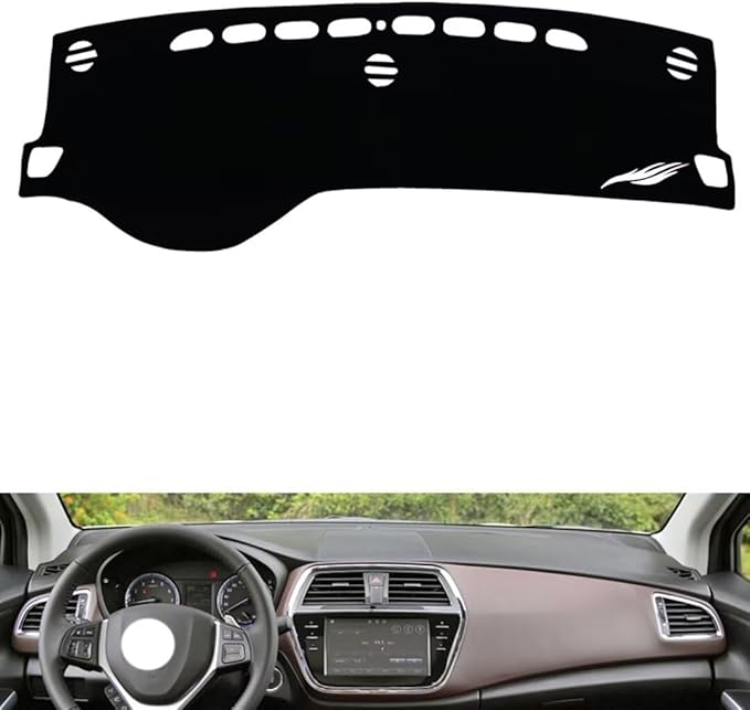 leather dashboard cover Compatible with Suzuki scross 2017，dash cover（black）