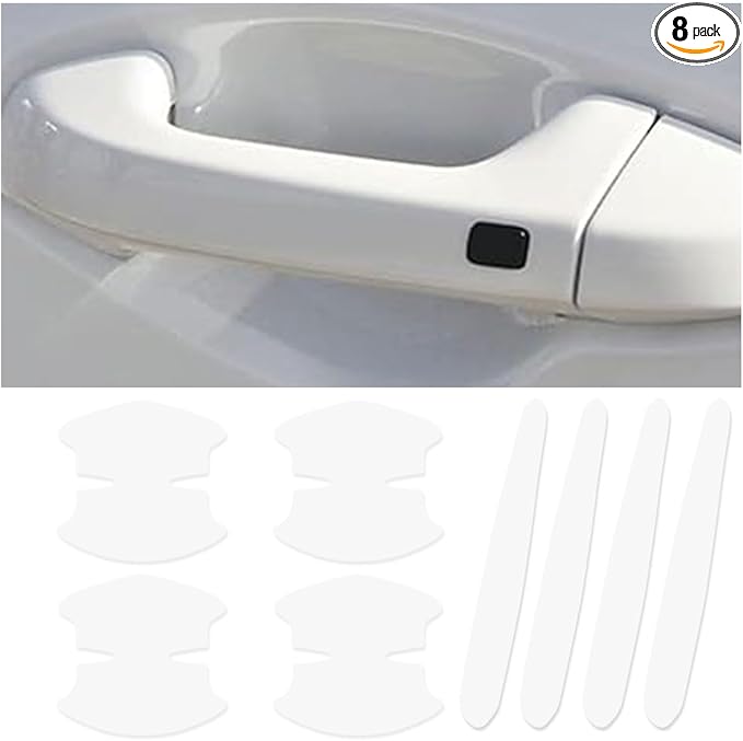 8 PCS Car Door Handle Anti-Scratches Sticker, Self-Adhesive & Non-Marking Car Door Bowl Paint Scratch Protective Films, Universal Protective Pad Sticker for Most Cars (Transparent)