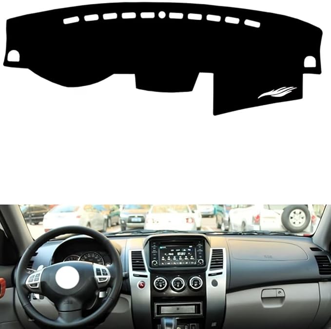 leather dashboard cover Compatible with Mitsubishi Pajero Sport (High screen)，dash cover（black）
