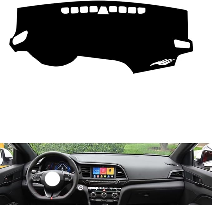 leather dashboard cover Compatible with HyundaiHyundai Elantra 2016-2018，dash cover（black）