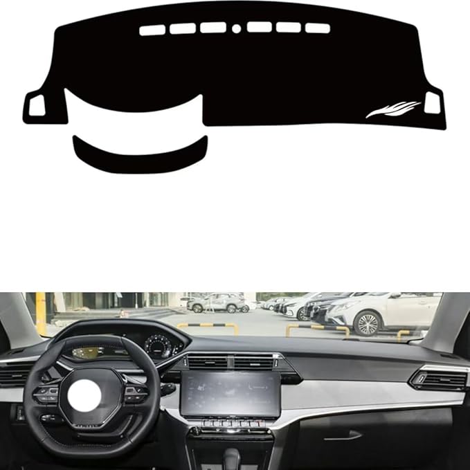 leather dashboard cover Compatible with Peugeot 408 2022-2024，dash cover（black）