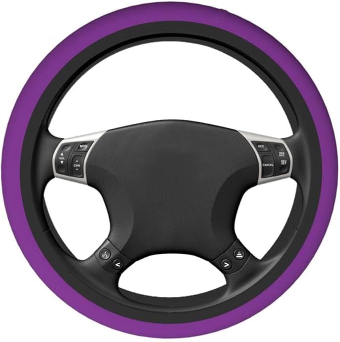Elastic Stretch Steering Wheel Cover,Warm in Winter and Cool in Summer, Car Universal 15 inch, Microfiber Breathable Ice Silk, Anti-Slip, Odorless, Easy Carry,Purple