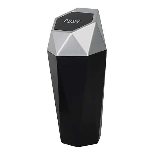 LoyaGour Car Trash Can Bin,Small Garbage Can with Lid,Automotive Cup Holder Mini Cars Trashcan,Portable Cars Door Trash Cans,Car Essentials Gadgets Dustbin (1Pcs, Silver)