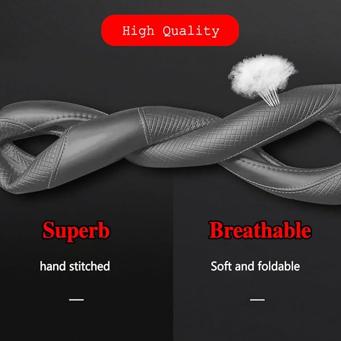 Car Steering Wheel Cover, Steering Wheel Cover for Men and Women, 15 Inch Microfiber Leather Auto Steering Wheel C Over, PU Leather Car Steering Wheel Cover Fit for Most Cars, SUVs, Trucks