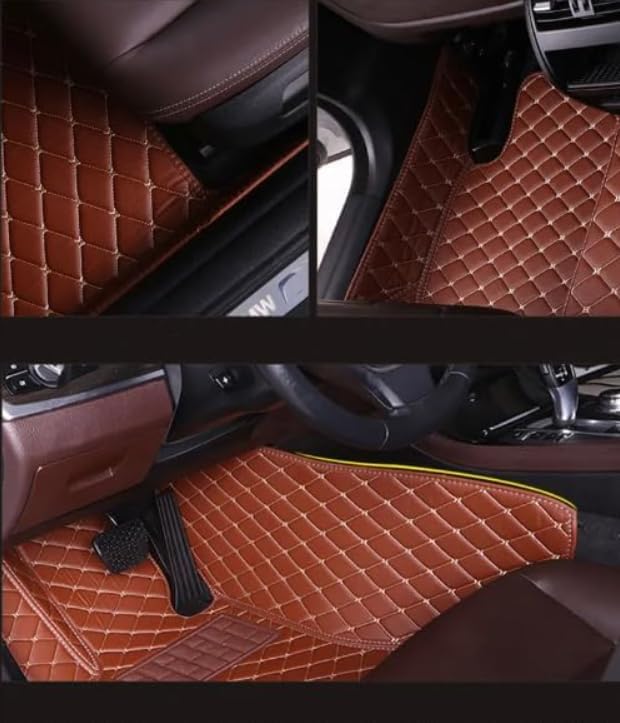 Custom Leather Car Mats, Vehicle-Specific Fit All-Weather Floor Mats, 100% Waterproof Anti-Slip Durable Protection for SUV Truck Sedan, Precision Tailored Protection (Pink)